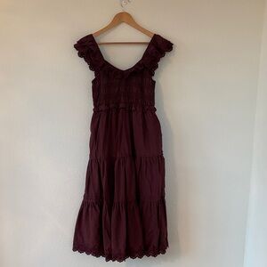 Madewell Burgundy Eyelet Dress with Size 8